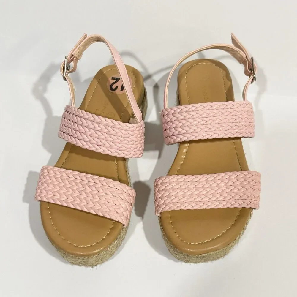 Adrienne Vittadin Girls Pink Braided Wedge Sandals Size 12 Little Kid Espadrille